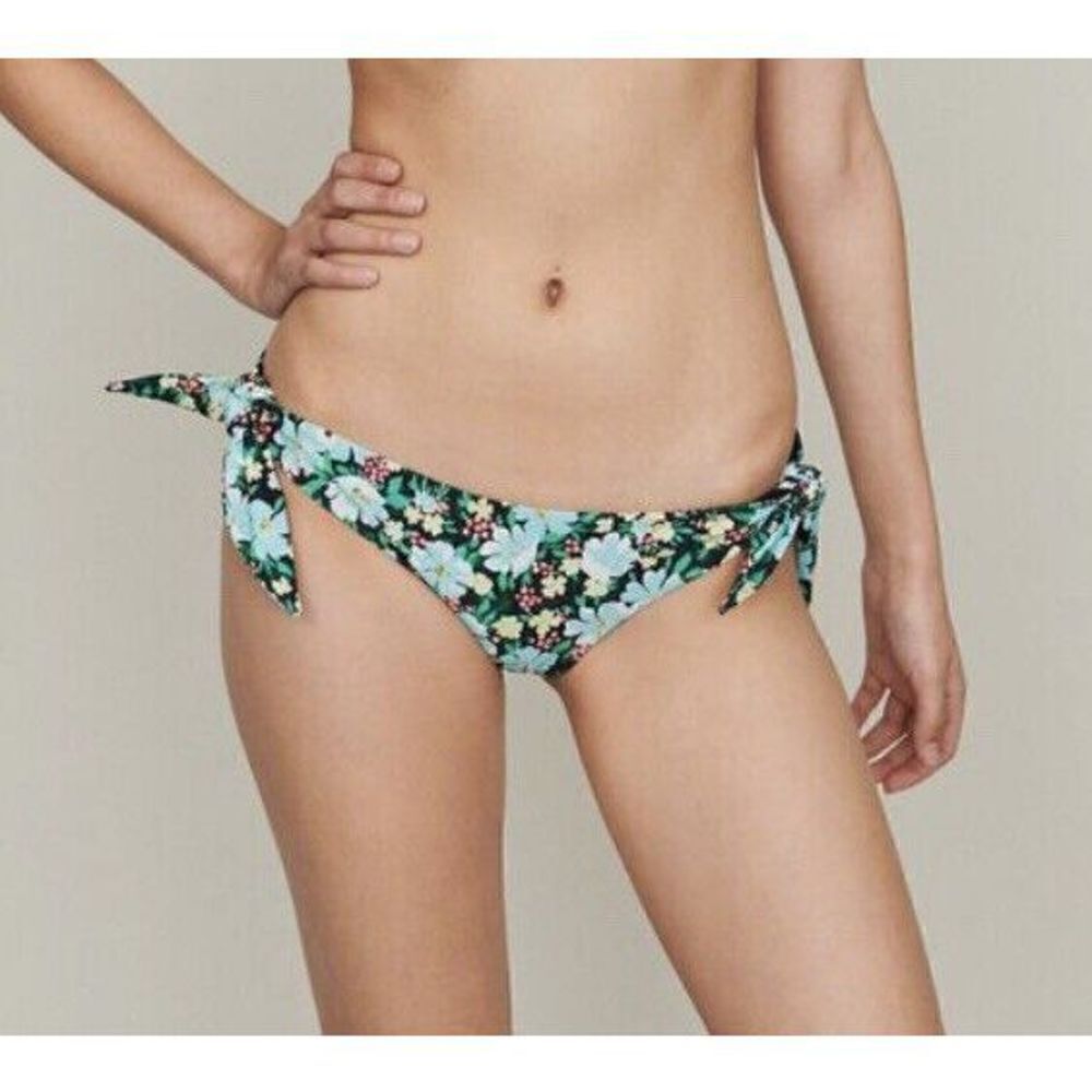 MAJE Paris Bikini Bottom Womens 1 Small S Blue Floral NEW $145 Side-Tie TRACY